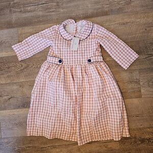 Girls Smockingbird coral plaid dress size 8